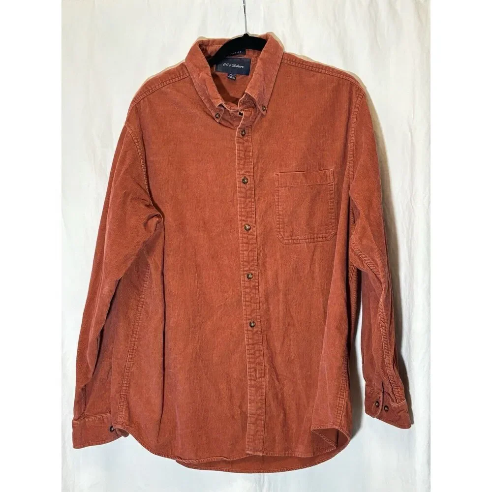 OC 8 Clothiers Size XL Men's Long Sleeve Orange‎ Heavy Button Up Shirt C29